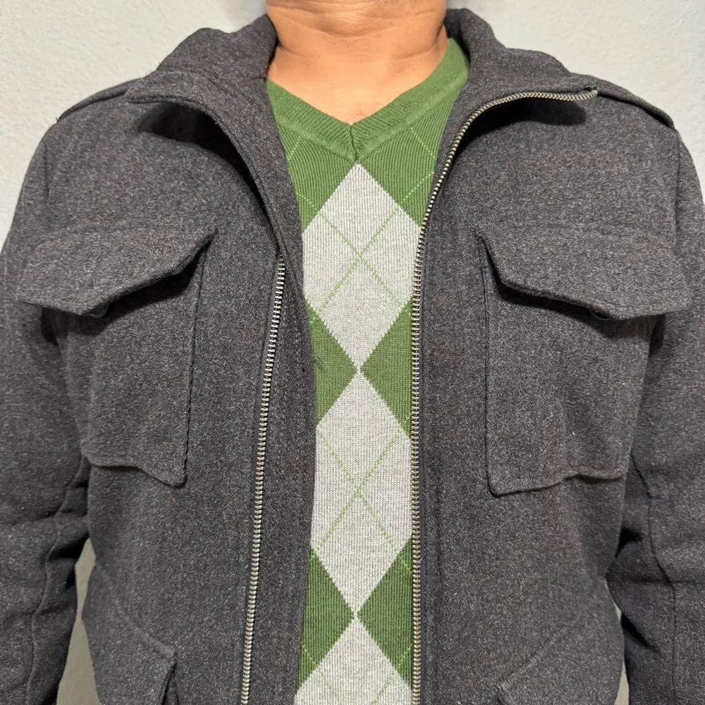 GAP Men Gray Military Field Zippered Long Sleeves Heavy Cozy Winter Jacket‎ Sz M